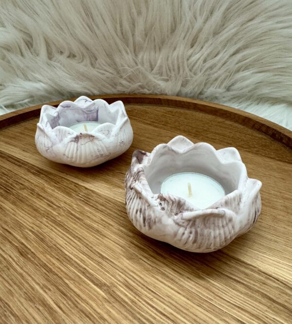 Teelicht Lotusblume Marmoroptik - Image 1