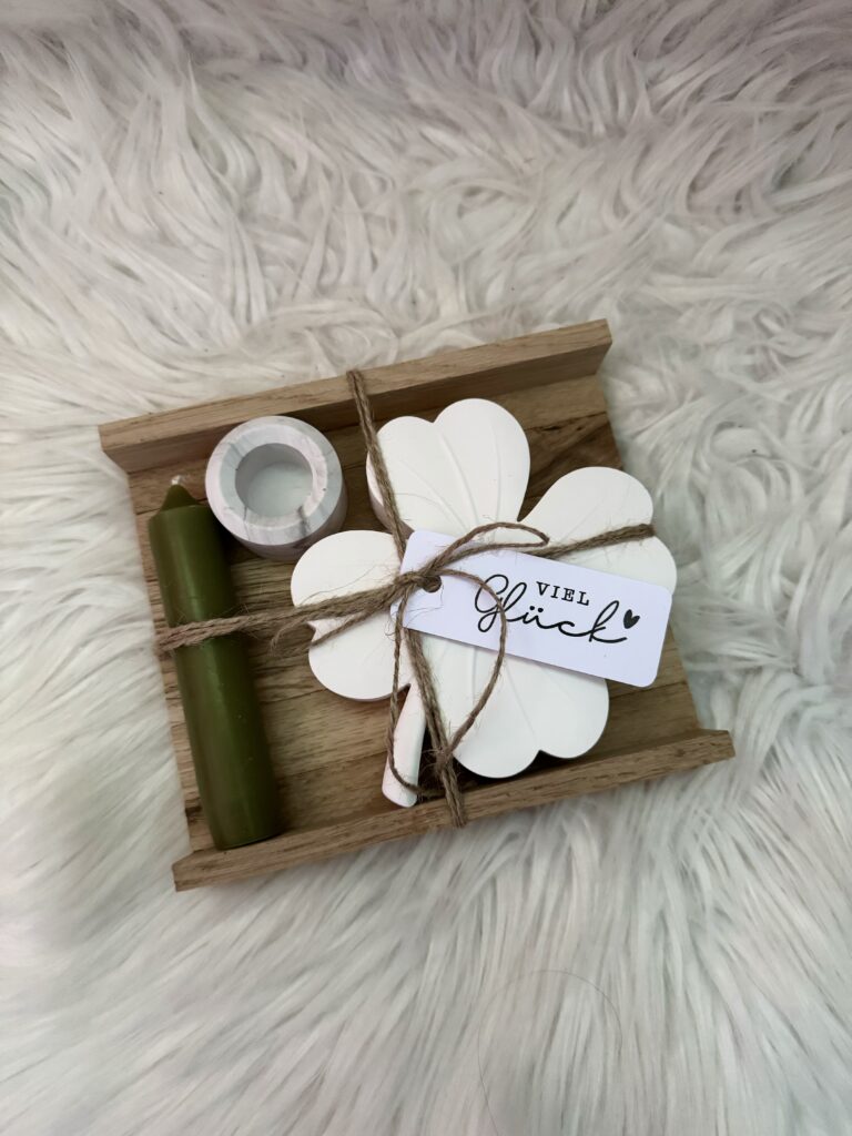 Kerzen Geschenkset Glücksklee